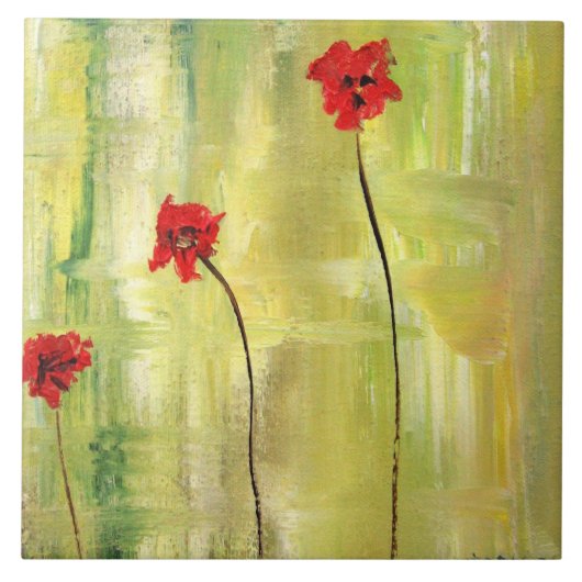 タイルのアネモネの美しい花の絵画 タイル (正面)