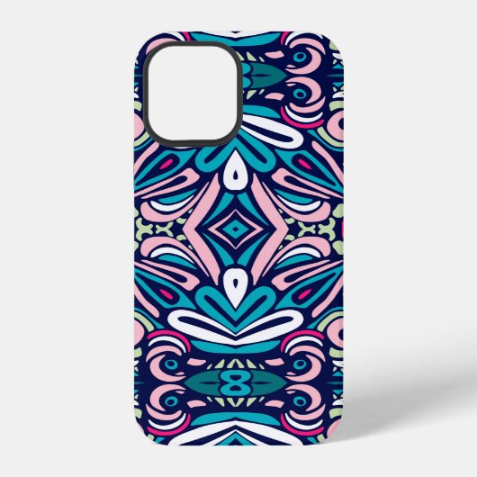タイルのエスニック模様。抽象芸術幾何学模様 iPhoneケース (裏面)