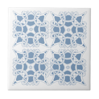 タイルのケルト族の船員の結び目は揚げ綱の海の青をロープをかけます タイル