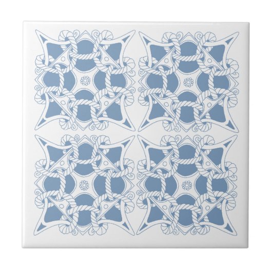 タイルのケルト族の船員の結び目は揚げ綱の海の青をロープをかけます タイル (正面)