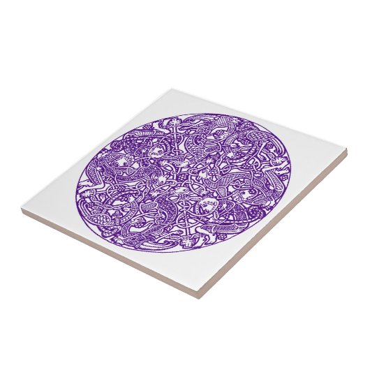 タイルのケルト結び目模様の紫色の白い複雑絡み合います タイル (側面)