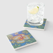 タイルのコースターのCatalina大理石のハワイのアロハハイビスカス ストーンコースター (横)