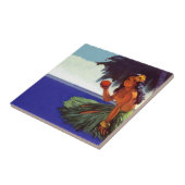 タイルのハワイの熱帯ヴィンテージのフラ女の子は広告します タイル (側面)