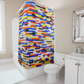 タイルのプライマリカラー建物ブロック シャワーカーテン (インサイチュ)