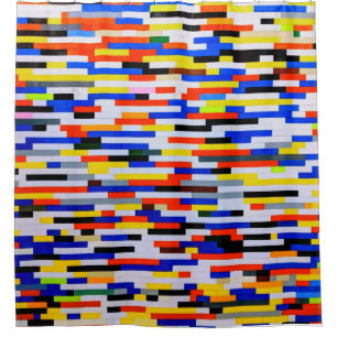 タイルのプライマリカラー建物ブロック シャワーカーテン