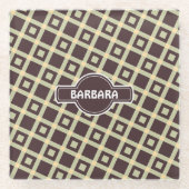 タイルのベージチョコレートパタミニマルーン ガラスコースター (正面)