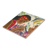 タイルのヴィンテージの熱帯ハワイのフラGalの魚の網 タイル (側面)