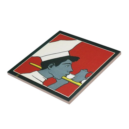 タイルのヴィンテージ広告シェフのウェイターの茶プロフィール タイル (側面)