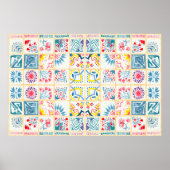 タイルの背景と東洋のオーナメント。ウォータコール ポスター (正面)