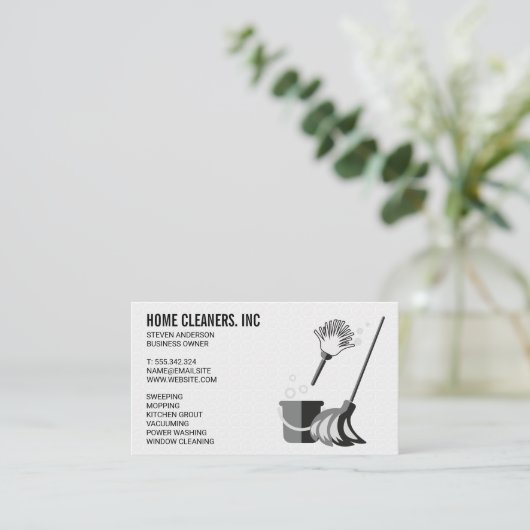 タイルの背景 |供給のクリーニング 名刺 (スタンド正面)