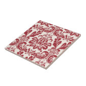 タイルの…赤と白のダマスク織 タイル (側面)