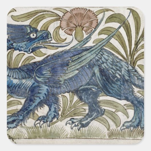 タイルの'Dragon'デザイン(紙上のw/c) スクエアシール (正面)