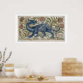 タイルの'Dragon'デザイン(紙上のw/c) ポスター (キッチン)