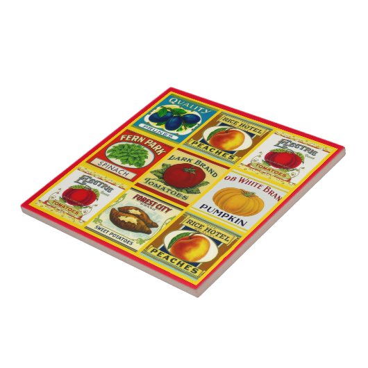 タイルのTrivetのヴィンテージの台所缶詰商品のラベル タイル (側面)