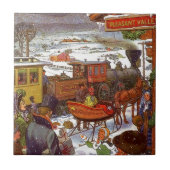 タイルのTrivetのヴィンテージの谷の列車の休日旅行 タイル (正面)