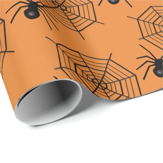 タイルを張られたくもおよびくもの巣のハローウィンパーティの覆い ラッピングペーパー (ロールコーナー)