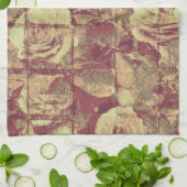 タイルを張られた壁の背景のカムフラージュパターンは上がりました キッチンタオル (折り畳み)