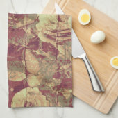 タイルを張られた壁の背景のカムフラージュパターンは上がりました キッチンタオル (四つ折り)