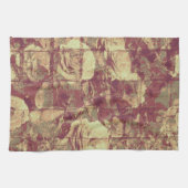 タイルを張られた壁の背景のカムフラージュパターンは上がりました キッチンタオル (横)