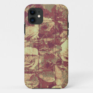 タイルを張られた壁の背景のカムフラージュパターンは上がりました iPhone 11 ケース