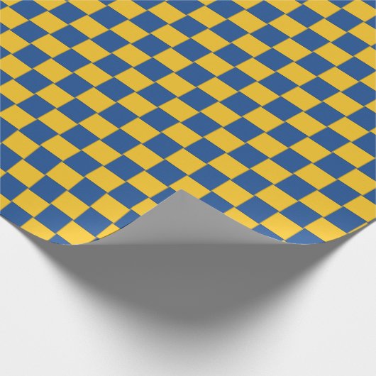 タイルを張られた編まれた青および黄色 ラッピングペーパー (角)