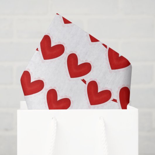 タイルを張られた赤いハートパターンティッシュペーパー 薄葉紙 (ギフトバッグ)