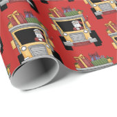 タイルを張られるクリスマスのダンプトラックのサンタのパーティーの覆い ラッピングペーパー (ロールコーナー)