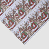 タイルを張られるヴィンテージのクリスマスのサンタの休日のトナカイ 薄葉紙 (詳細)