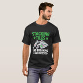 タイルを積み重ねて記録を打ち破る タイルゲーム 麻雀 Tシャツ (正面フル)