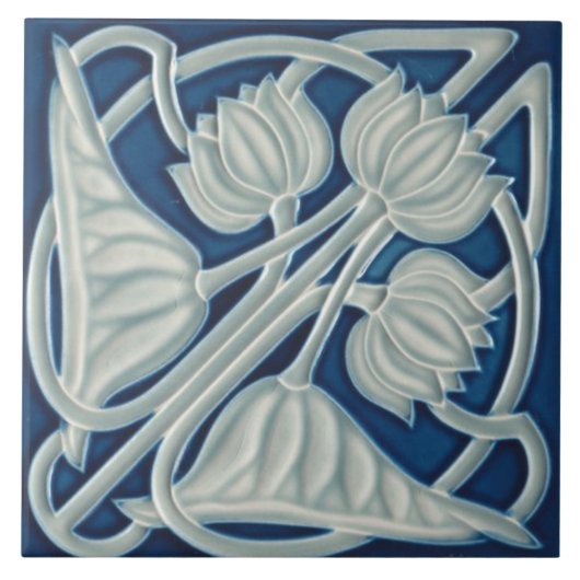 タイルアールヌーボースタイル飾り暖炉 タイル (正面)