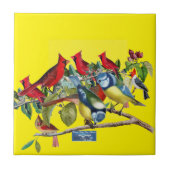 タイルイエロー（バードツリー） RFPMDesigns ©️ 2024 タイル (正面)