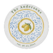 タイルイタリアンフローラカスタム設立年ガラス カッティングボード (正面)