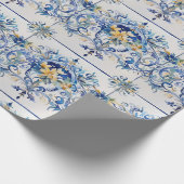 タイルイタリアンブルーと白Amalfiコーストデコップページ ラッピングペーパー (角)