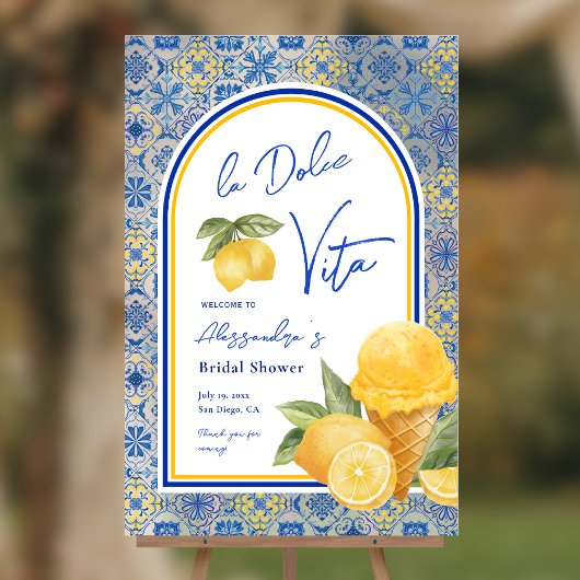 タイルイタリアンラドルチェヴィタサマーブライダルシャワー アクリルサイン