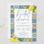 タイルイタリアンレモンテーマ夏ブライダルシャワー 招待状 (正面)
