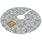 タイルイタリアン模様の合成モノグラム フェイクリネンツリースカート (アングル)