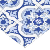 タイルイタリアン,マジョリカ,青と白のパターン ショートテーブルランナー (コーナー)