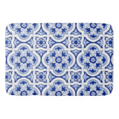タイルイタリアン,マジョリカ,青と白のパターン バスマット (正面)