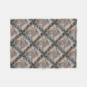 タイルウサギハレブラックスクロールホ縁どームデコール フリースブランケット (正面(横))