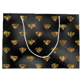 タイルエレガント張りの黒金ゴールドダイヤ結婚モンド ラージペーパーバッグ (裏面)