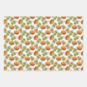 タイルカッコいい張りのハンバーガーのフライドポテトパーティーパターン ラッピングペーパーシート (正面2)