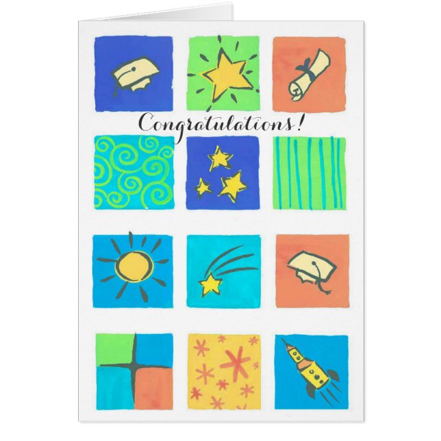 タイルカラフルキャップ卒業カスタマイズカード (正面)