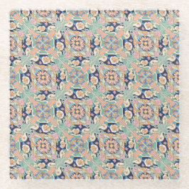 タイルカラフルデザイン ガラスコースター