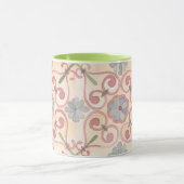 タイルカラフルパタークラシックンフローラピンク緑 マグカップ (中央)