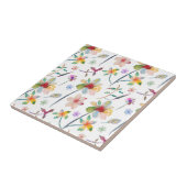 タイルカラフルフローラの水色パターン タイル (側面)