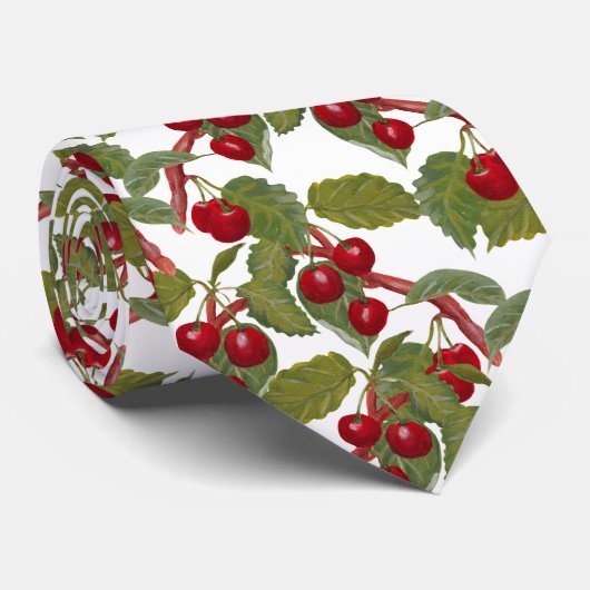 タイルクールさくらんぼ模様の果実 ネクタイ (ロール)