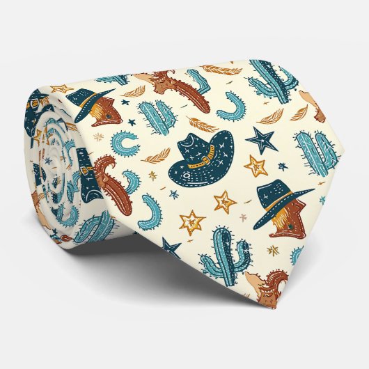 タイルクールのカウボーイパターン西 ネクタイ (ロール)