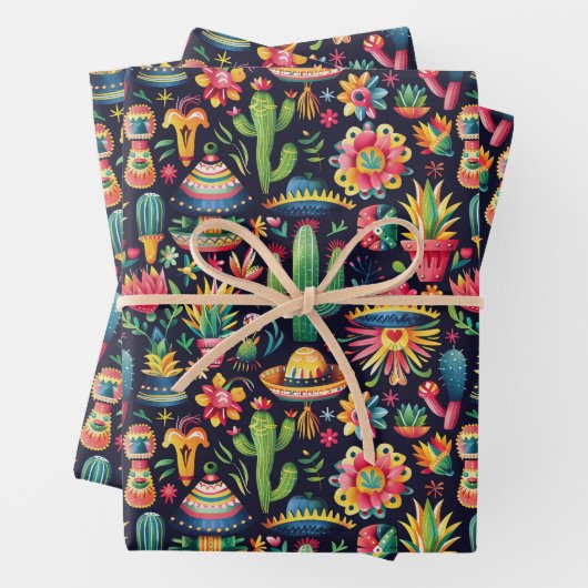 タイルクールのメキシコのフィエスタパーティー包装紙彼女 ラッピングペーパーシート (インサイチュ)