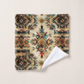 タイルクールの西欧模様 バスタオルセット (ウォッシュタオル)