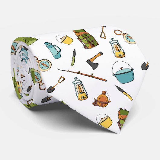 タイルクール張りのキャンピングパターン ネクタイ (ロール)